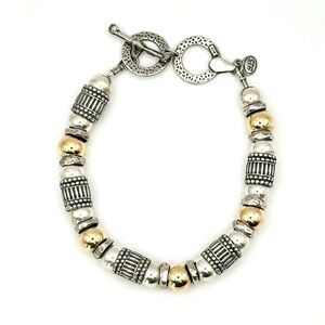 Silpada Retired B1223 Sterling Silver & 14 Kt Filled Bead Bracelet Toggle Clasp